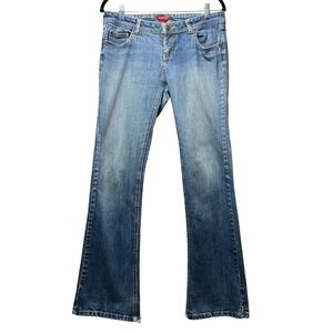 Twentyone Flare Jeans Low‎ Rise Distressed Hem Denim Blue Size 28 Y2K Vintage